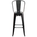 Flash Furniture CH-31320-30GB-BQ-GG Bar Stool w/ Curved Back & Metal Seat, Black Antique Gold thumbnail 5