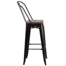 Flash Furniture CH-31320-30GB-BQ-WD-GG Bar Stool w/ Curved Back & Wood Seat, Black Antique Gold thumbnail 6