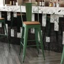 Flash Furniture CH-31320-30GB-GN-PL2T-GG Bar Height Bar Stool w/Removable Back and Wood Seat - Steel, Green thumbnail 3