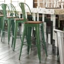 Flash Furniture CH-31320-30GB-GN-PL2T-GG Bar Height Bar Stool w/Removable Back and Wood Seat - Steel, Green thumbnail 4