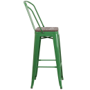 Flash Furniture CH-31320-30GB-GN-WD-GG Bar Stool w/ Curved Back & Wood Seat, Green thumbnail 2