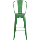 Flash Furniture CH-31320-30GB-GN-WD-GG Bar Stool w/ Curved Back & Wood Seat, Green thumbnail 4
