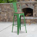 Flash Furniture CH-31320-30GB-GN-WD-GG Bar Stool w/ Curved Back & Wood Seat, Green thumbnail 5