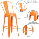 Flash Furniture CH-31320-30GB-OR-GG Bar Stool w/ Curved Back & Metal Seat, Orange thumbnail 3