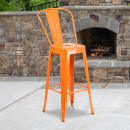 Flash Furniture CH-31320-30GB-OR-GG Bar Stool w/ Curved Back & Metal Seat, Orange thumbnail 9