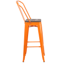 Flash Furniture CH-31320-30GB-OR-WD-GG Bar Stool w/ Curved Back & Wood Seat, Orange thumbnail 2