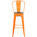 Flash Furniture CH-31320-30GB-OR-WD-GG Bar Stool w/ Curved Back & Wood Seat, Orange thumbnail 4
