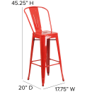Flash Furniture CH-31320-30GB-RED-GG Bar Stool w/ Curved Back & Metal Seat, Red thumbnail 2
