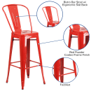 Flash Furniture CH-31320-30GB-RED-GG Bar Stool w/ Curved Back & Metal Seat, Red thumbnail 3
