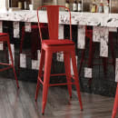 Flash Furniture CH-31320-30GB-RED-PL2R-GG Bar Height Bar Stool w/Removable Back and Wood Seat - Steel, Red thumbnail 3