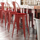 Flash Furniture CH-31320-30GB-RED-PL2R-GG Bar Height Bar Stool w/Removable Back and Wood Seat - Steel, Red thumbnail 4