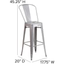 Flash Furniture CH-31320-30GB-SIL-GG Bar Stool w/ Curved Back & Metal Seat, Silver thumbnail 2