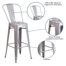 Flash Furniture CH-31320-30GB-SIL-GG Bar Stool w/ Curved Back & Metal Seat, Silver thumbnail 3