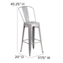 Flash Furniture CH-31320-30GB-SIL-PL2G-GG Bar Height Bar Stool w/Removable Back and Wood Seat - Steel, Silver thumbnail 2