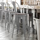 Flash Furniture CH-31320-30GB-SIL-PL2G-GG Bar Height Bar Stool w/Removable Back and Wood Seat - Steel, Silver thumbnail 4