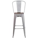 Flash Furniture CH-31320-30GB-SIL-WD-GG Bar Stool w/ Curved Back & Wood Seat, Silver thumbnail 5