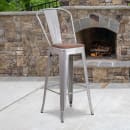 Flash Furniture CH-31320-30GB-SIL-WD-GG Bar Stool w/ Curved Back & Wood Seat, Silver thumbnail 9