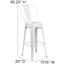 Flash Furniture CH-31320-30GB-WH-GG Bar Stool w/ Curved Back & Metal Seat, White thumbnail 2