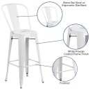 Flash Furniture CH-31320-30GB-WH-GG Bar Stool w/ Curved Back & Metal Seat, White thumbnail 3