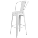 Flash Furniture CH-31320-30GB-WH-GG Bar Stool w/ Curved Back & Metal Seat, White thumbnail 5