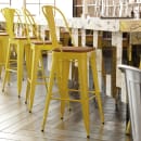 Flash Furniture CH-31320-30GB-YL-PL2T-GG Bar Height Bar Stool w/Removable Back and Wood Seat - Steel, Yellow thumbnail 4
