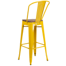 Flash Furniture CH-31320-30GB-YL-WD-GG Bar Stool w/ Curved Back & Wood Seat, Yellow thumbnail 3