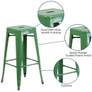 Flash Furniture CH-31320-30-GN-GG Backless Bar Stool w/ Metal Seat, Green thumbnail 3