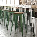 Flash Furniture CH-31320-30-GN-PL2T-GG Backless Bar Stool w/ Wood Seat - Steel, Green thumbnail 4