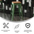 Flash Furniture CH-31320-30-GN-PL2T-GG Backless Bar Stool w/ Wood Seat - Steel, Green thumbnail 5