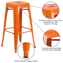 Flash Furniture CH-31320-30-OR-GG Backless Bar Stool w/ Metal Seat, Orange thumbnail 3