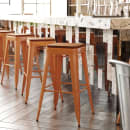 Flash Furniture CH-31320-30-OR-PL2T-GG Backless Bar Stool w/ Wood Seat - Steel, Orange thumbnail 4