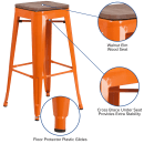 Flash Furniture CH-31320-30-OR-WD-GG Backless Bar Stool w/ Wood Seat, Orange thumbnail 3