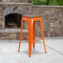Flash Furniture CH-31320-30-OR-WD-GG Backless Bar Stool w/ Wood Seat, Orange thumbnail 9