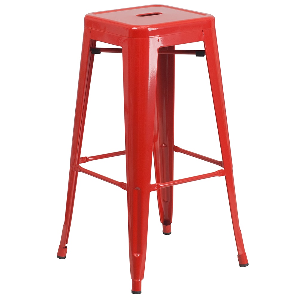 Flash Furniture CH-31320-30-RED-GG Backless Bar Stool w/ Metal Seat, Red