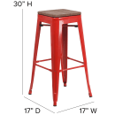 Flash Furniture CH-31320-30-RED-WD-GG Backless Bar Stool w/ Wood Seat, Red thumbnail 2
