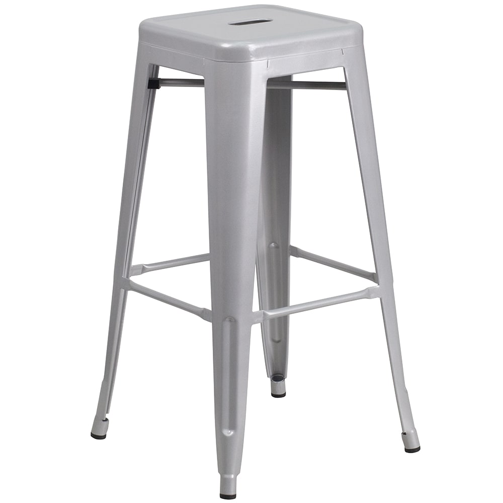 Flash Furniture CH-31320-30-SIL-GG Backless Bar Stool w/ Metal Seat, Silver