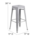 Flash Furniture CH-31320-30-SIL-PL2G-GG Backless Bar Stool w/ Wood Seat - Steel, Silver thumbnail 2