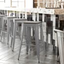 Flash Furniture CH-31320-30-SIL-PL2G-GG Backless Bar Stool w/ Wood Seat - Steel, Silver thumbnail 4