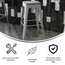 Flash Furniture CH-31320-30-SIL-PL2G-GG Backless Bar Stool w/ Wood Seat - Steel, Silver thumbnail 5
