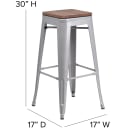 Flash Furniture CH-31320-30-SIL-WD-GG Backless Bar Stool w/ Wood Seat, Silver thumbnail 2