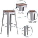Flash Furniture CH-31320-30-SIL-WD-GG Backless Bar Stool w/ Wood Seat, Silver thumbnail 3