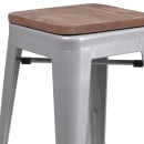 Flash Furniture CH-31320-30-SIL-WD-GG Backless Bar Stool w/ Wood Seat, Silver thumbnail 4