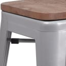 Flash Furniture CH-31320-30-SIL-WD-GG Backless Bar Stool w/ Wood Seat, Silver thumbnail 6
