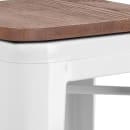 Flash Furniture CH-31320-30-WH-WD-GG Backless Bar Stool w/ Wood Seat, White thumbnail 8