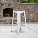 Flash Furniture CH-31320-30-WH-WD-GG Backless Bar Stool w/ Wood Seat, White thumbnail 9