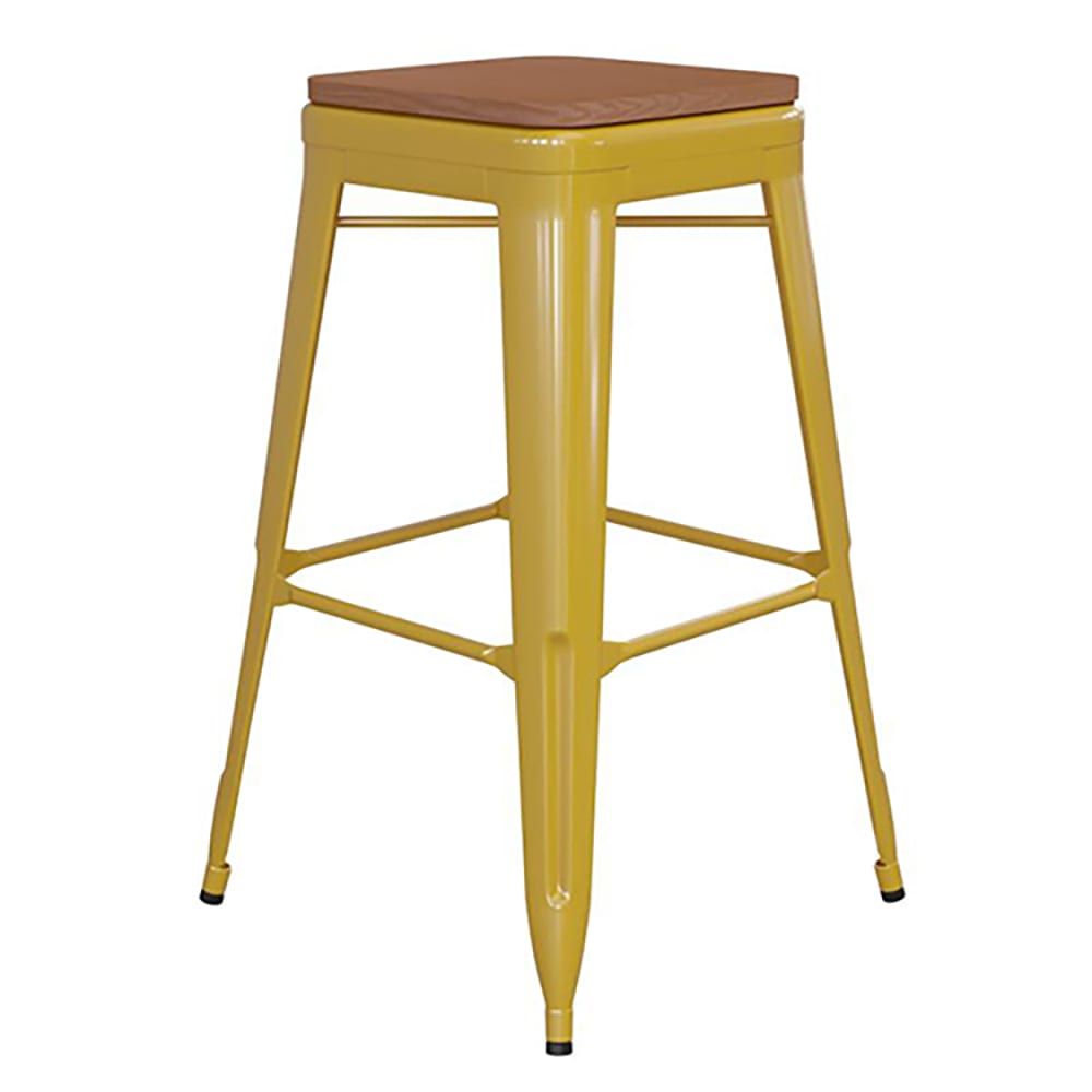 Flash Furniture CH-31320-30-YL-PL2T-GG Backless Bar Stool w/ Wood Seat - Steel, Yellow