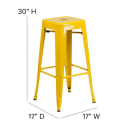 Flash Furniture CH-31320-30-YL-PL2T-GG Backless Bar Stool w/ Wood Seat - Steel, Yellow thumbnail 2