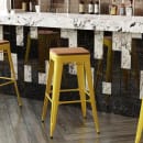Flash Furniture CH-31320-30-YL-PL2T-GG Backless Bar Stool w/ Wood Seat - Steel, Yellow thumbnail 3