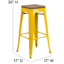 Flash Furniture CH-31320-30-YL-WD-GG Backless Bar Stool w/ Wood Seat, Yellow thumbnail 2