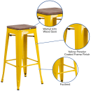 Flash Furniture CH-31320-30-YL-WD-GG Backless Bar Stool w/ Wood Seat, Yellow thumbnail 3